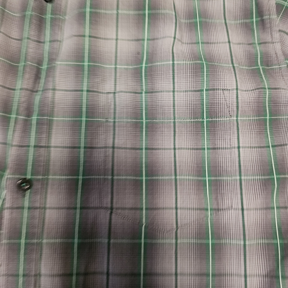 Nautica Short-Sleeve Plaid Button-Down Shirt - Gray with Green (#3) - Picture 5 of 7